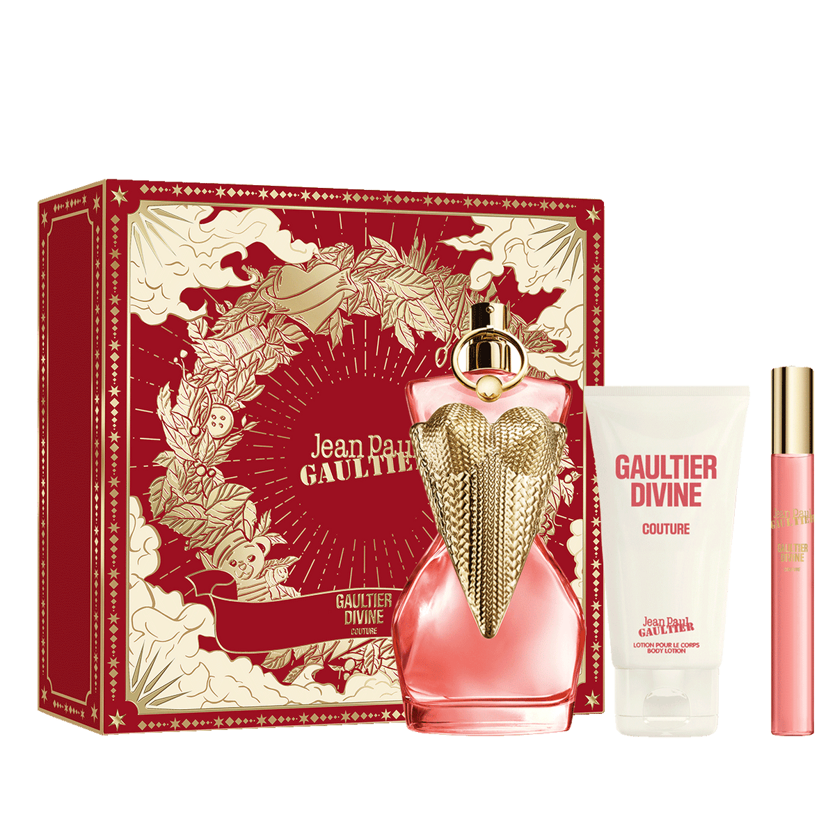Jean Paul Gaultier Gaultier Divine Couture 3.4 oz, Body Lotion 2.5 oz and Travel Spray